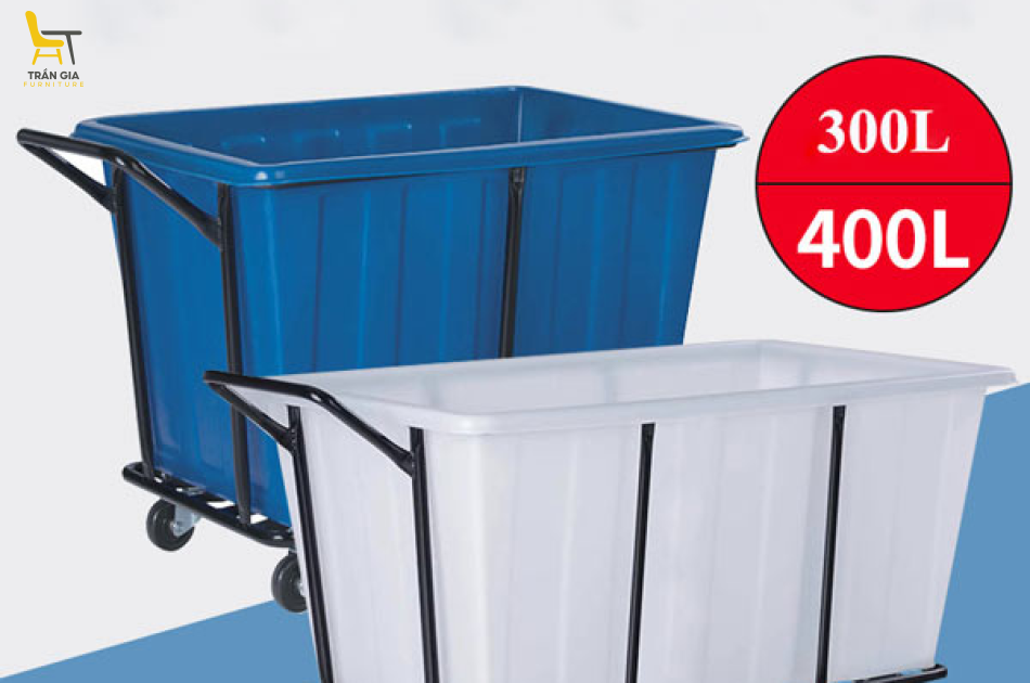 Xe giặt là nhựa màu xanh khung thép 400 lít