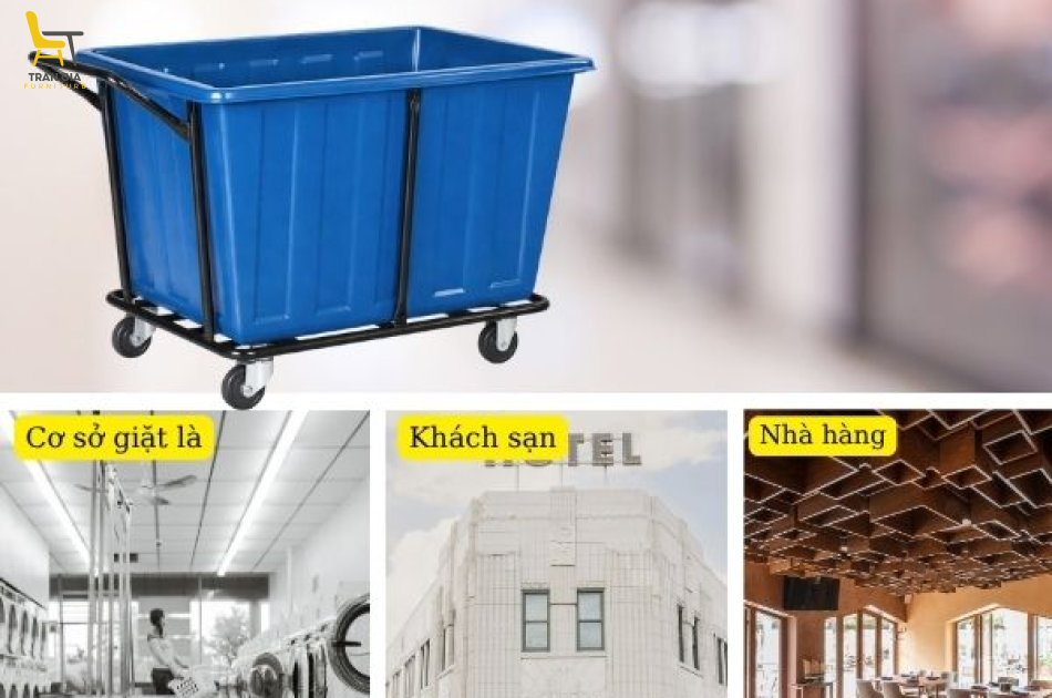 Xe giặt là nhựa màu xanh khung thép 400 lít