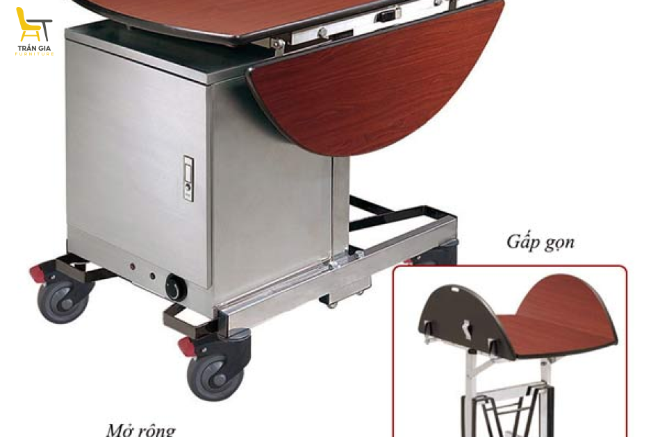 Xe đẩy phục vụ có tủ giữ nhiệt đồ ăn