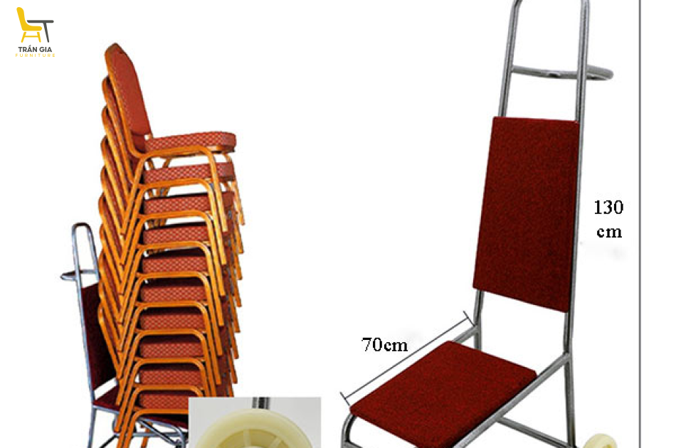 Xe đẩy ghế xếp chồng sự kiện, tiệc cưới