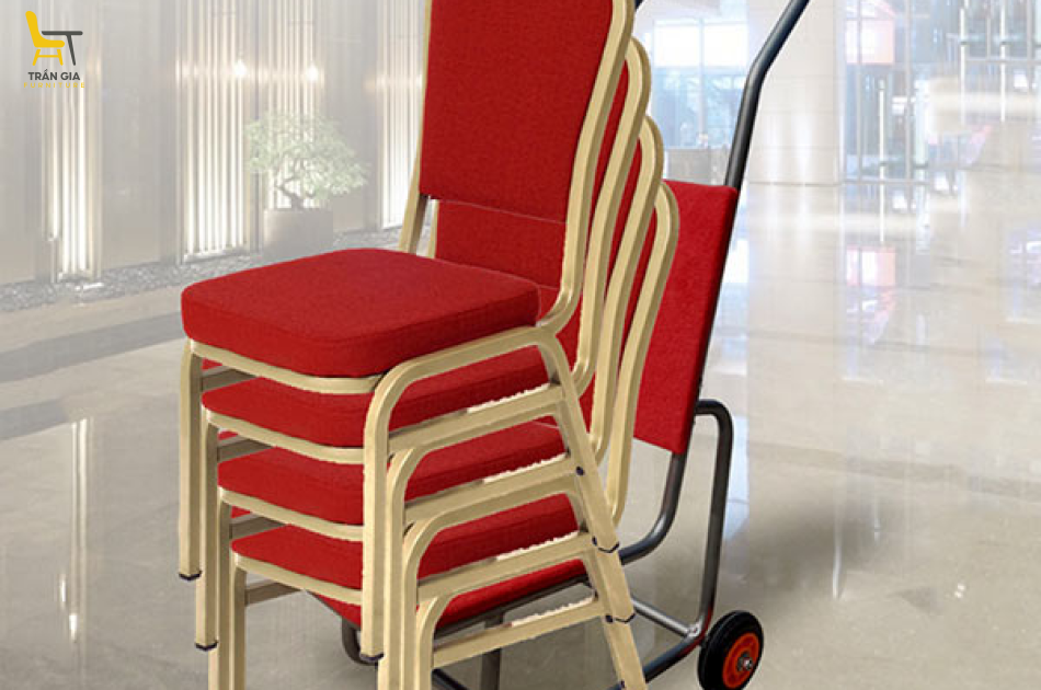 Xe đẩy ghế bàn tiệc trong nhà hàng loại 2 bánh xe