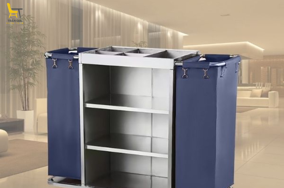 Xe dọn buồng phòng inox trong khách sạn