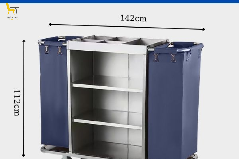Xe dọn buồng phòng inox trong khách sạn